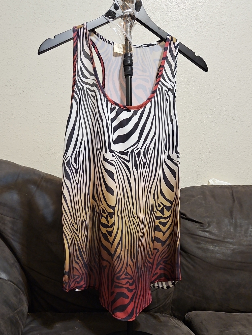 Avery Zebra Ombre Camisole in Black, Cream & Red